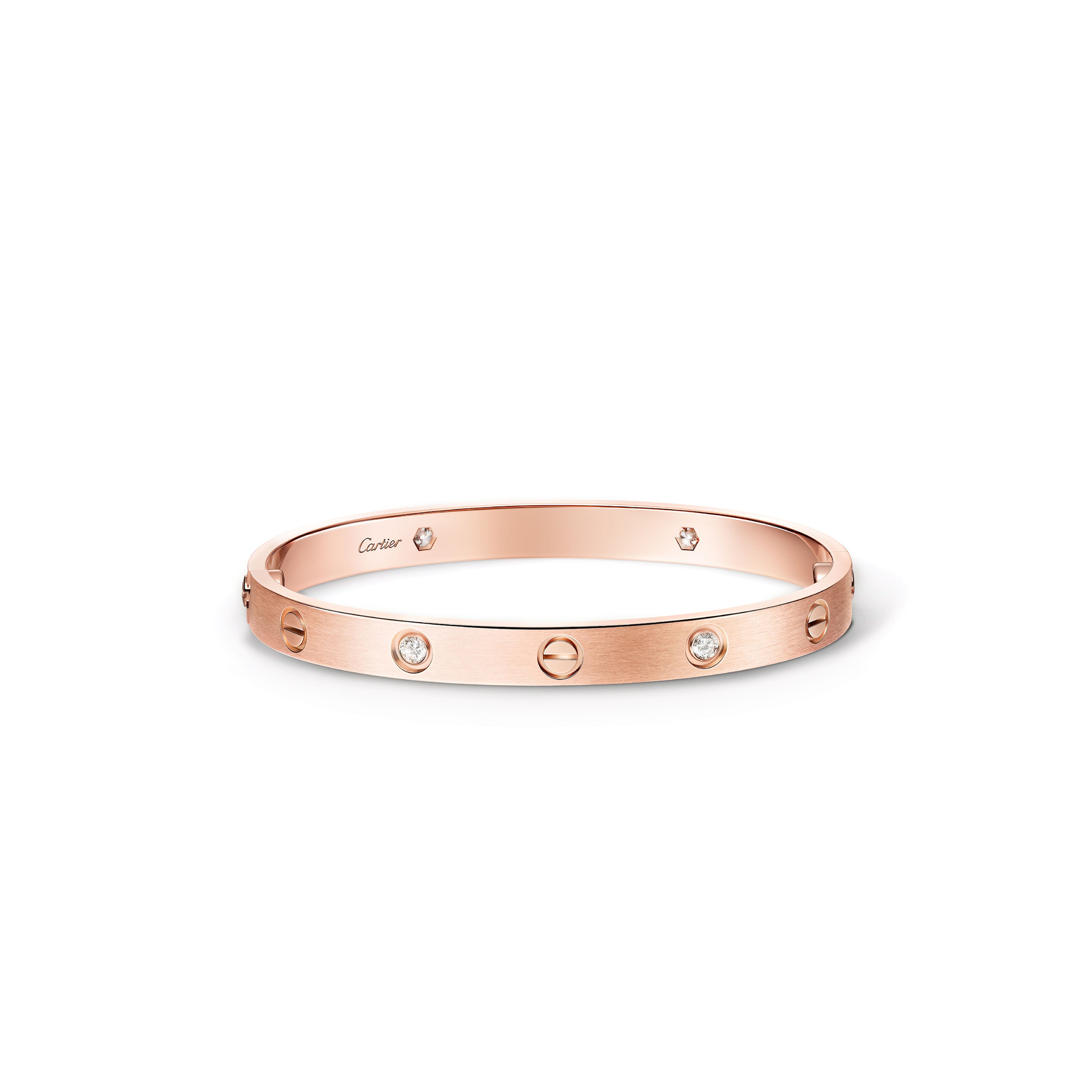 CARTIER BRACELET LOVE, MODÈLE CLASSIQUE, BRUSHED FINISH BROSSÉE, 4 DIAMANTS B6080017